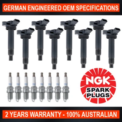 8x NGK Spark Plugs & Swan Ignition Coils for Toyota Landcruiser UZJ100/200 - Image 1 of 4