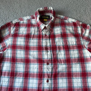 NEW Cabela's Shirt Mens Large Red White Flannel Plaid Button Up Casual Work - Picture 1 of 10