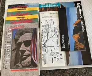 South Dakota & North Dakota Lot of 10 Maps 80’s & 90’s - Picture 1 of 11