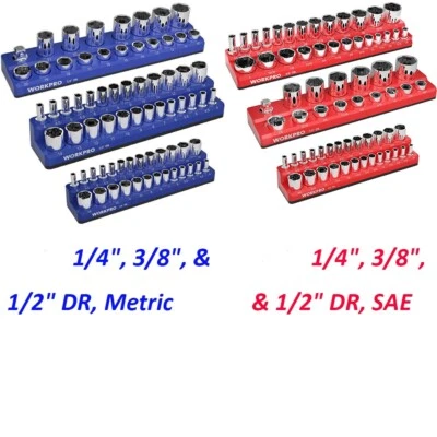 WORKPRO Magnetic Socket Organizer Set 1/4", 3/8" and 1/2" (Socket not Included) - Image 1 of 4