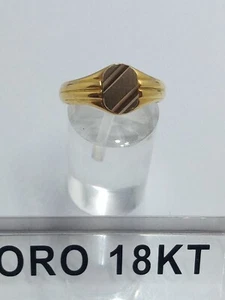 Anello in oro giallo 750 18 carati e bianco per uomo grammi 5,3 misura 20 +2lav - Foto 1 di 6