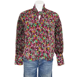 Blusa Top Who What Wear Multicolor Manga Larga Pura Hinchada Pequeña Nueva con Etiquetas - Imagen 1 de 8
