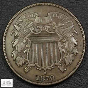 1870 Copper Two Cent Piece 2C - Picture 1 of 3