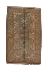 Vintage Tribal Turkish Kazak Rug 4x6 Handmade Wool Brown Green Area Rug - Picture 1 of 6
