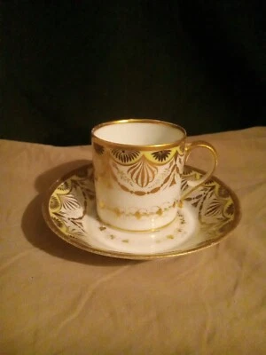 Antique 19th c. Empire Old Paris Porcelain Tea Cup & Saucer French Coffee Can - Image 1 of 4