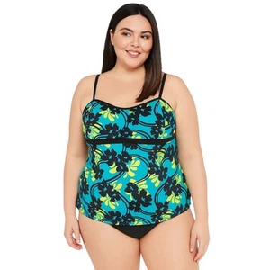 Costume da bagno Athletech taglie forti 20W Tankini stampa floreale cinghie regolabili 1484 - Foto 1 di 5