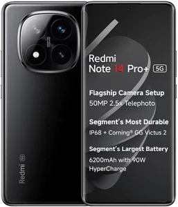 Xiaomi Redmi Note 14 Pro+ Plus 5G + 4G LTE (512GB + 16GB) NFC 6.67" 120Hz 200MP - Picture 1 of 5