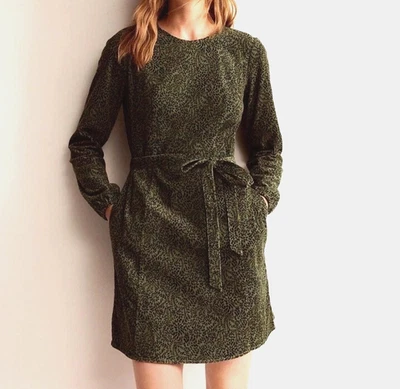 Boden Harriet Cord Dress Spruce Green Black Vine Print Petite US 10P Cottagecore - Image 1 of 4