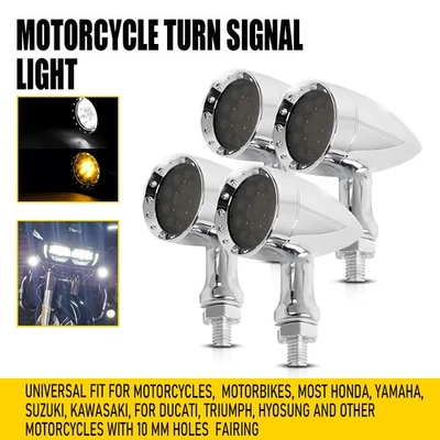 4x Motorcycle Signal Turn LED Blinker Lights For Kawasaki Vulcan VN 900 500 1500 - Image 1 of 4