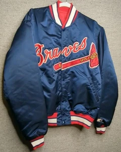 Vintage 80's Starter Atlanta Braves MLB Satin Jacket Men’s Size Large USA Look - Picture 1 of 24