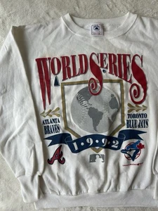 Vintage MLB World Series 1992 Atlanta Braves v Toronto Blue Jays Crewneck Size L - Picture 1 of 9