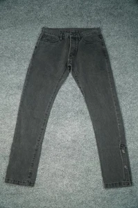 MNML Jeans Herren 31 schwarz anthrazit schmal zulaufend Knopfleiste Druckknopfsaum Denim Hose - Bild 1 von 16