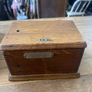 Vintage WESTERN Telephone Construction Co Chicago IL Oak Ringer Or Bridger Box - Picture 1 of 11