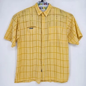 Vintage Mecca Shirt Mens XL Yellow See Through Y2K Button Up Hip Hop - Picture 1 of 11