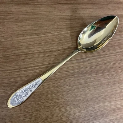 Bellissimo cucchiaio russo Niello argento dorato 875 - 56 g - Immagine 1 di 4