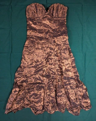 Nicole Miller Signature Sz 6 Copper Metallic Dress Strapless Sweetheart Designer - Image 1 of 4