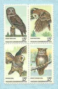 1760-1763 US NH Mint block of 4  Wildlife Conser - Owls  year 1978 FREE shipping - Picture 1 of 1
