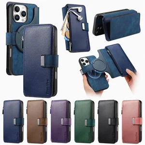 Handy Hülle für iPhone 16 Pro Max 15 14 13 12 11 XR 8 Plus Zip Wallet Flip Etui - Picture 1 of 18
