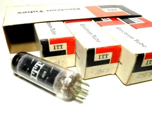 25F5 Power Output Valve Tube Sylvania USA NOS Black Plate for ITT Radio (x1 pc) - Picture 1 of 2