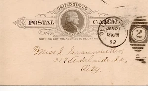 US POSTAL CARD UX9 Used 1892 Detroit MI - Picture 1 of 2