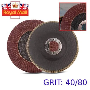 10-50x 115mm Flap Discs for Angle Grinder – 40/80 Grit| Grinding & Sanding Wheel - Picture 1 of 13