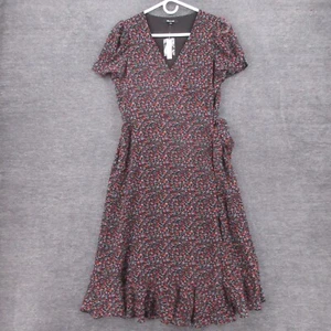 J crew Dress Womens SP Petite Floral Wrap Dress Vneck Short Sleeve Midi Cottage - Picture 1 of 11