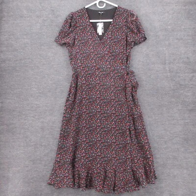 Vestido J Crew Para Mujer SP Pequeño Floral Vestido Envolvente Cuello en V Manga Corta Midi Cottage Foto 1 de 4