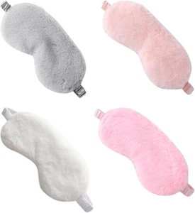 4 Pcs Plush Sleeping Eye Mask Soft Fluffy Eye Cover Furry Blackout Blindfold Tra - Picture 1 of 6