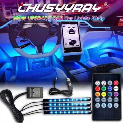 US 4X Under Car Tube Glow Underglow Underbody System Neon Strip Lights Kit - Image 1 of 4