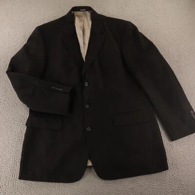 VTG Hopsack Jacket XL XLT Black Linen Polyester Blazer Sport Coat 46L - Image 1 of 4