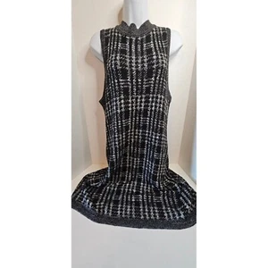 Y2K Charming Charlie Sleeveless Sweater Dress SZ XL Plaid Mock Neck Knit - Picture 1 of 10