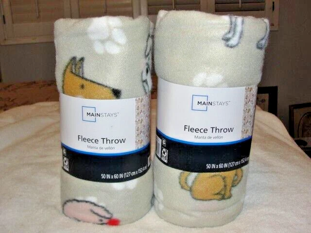 Mainstays Fleece Throw Blanket Dogs in Scarves 50" " Soft Cozy Warm