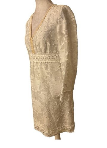 Abito Michael Kors bianco bordo rialzato disegno uncinetto taglia 6