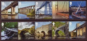 JUEGO DE PUENTES DE GRAN BRETAÑA 2015 DE 10 EN 2 TIRAS BIEN USADAS - Imagen 1 de 1