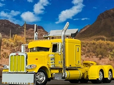 1/64 DCP YELLOW PETERBILT 389 63" FLAT TOP SLEEPER W/ TURBO WING - Image 1 of 4