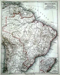 1883.Orig.Topographisch_KARTE VON BRASILIEN - BRASILIEN.ATLANTIK.Meyers.ETNA - Bild 1 von 1