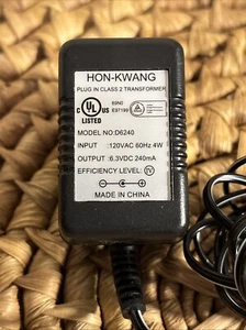 Transformador adaptador de CA Hon-Kwang D6240 6,3 VDC 240mA - Imagen 1 de 9