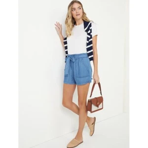 Pantalones cortos utilitarios para mujer Time and Tru con cinturón, lavado medio, XXL (20) - Imagen 1 de 6