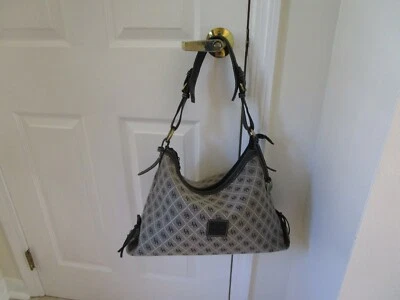 Vintage Dooney & Bourke Black Tan Satchel Hobo Bag Green Duck Very Good - Image 1 of 4