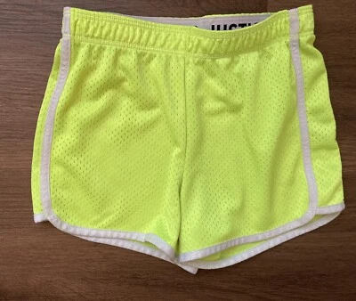 Pantalones Cortos de Malla Justice Amarillo Neón Gimnasio Correr Talla 8 Cintura Elástica Foto 1 de 3