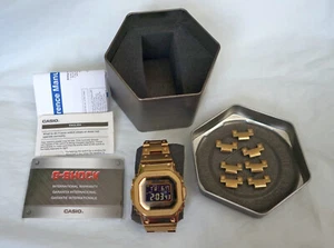 Casio GMW B5000 Solar G Shock Gold Stainless Watch Solar Bluetooth Reverse Dial - Picture 1 of 12