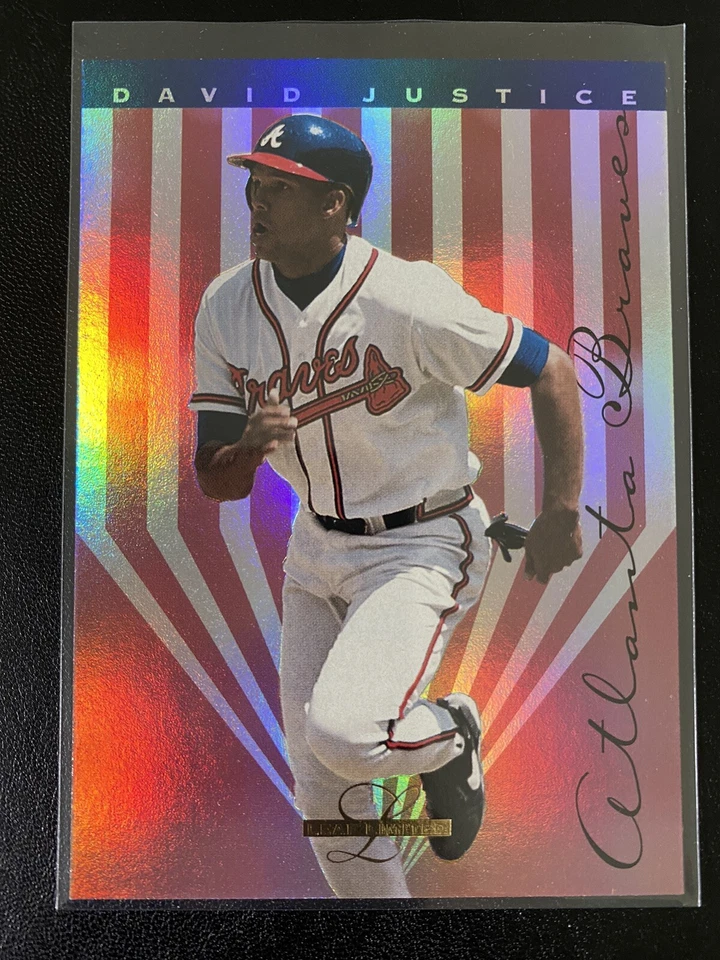 1995 Leaf Limited Prism Foil Atlanta Braves Baseball Card #95 David Dave Justice - Image 1 of 2
