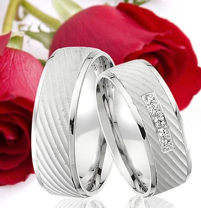2 SILBER Partner Ringe Trauringe Eheringe Freundschaftsringe Gravur Gratis T369 - Picture 1 of 1