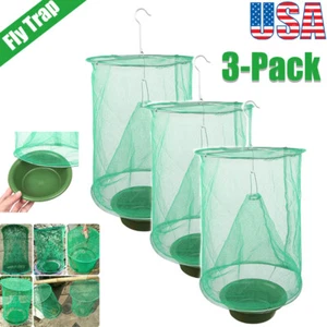 3Pcs The Ranch Fly Trap Outdoor Hanging Stable Fly Catcher Reusable Net Catch - Picture 1 of 12