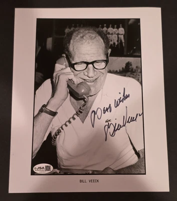 Foto firmada por Bill Veeck 8x10 - Salón de la Fama del Béisbol - Cachorros - San Luis Browns - JSA Foto 1 de 4