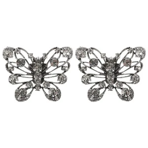  1 Paio Fermascarpe Farfalla Strass - Fibbie Cristallo Staccabili - Matrimonio - Foto 1 di 17