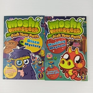 Moshi Monsters Pick Your Path Books 1 & 2 Disco Mystery Moshling Mayhem - Picture 1 of 10