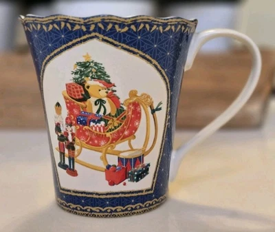 Navidad Robert Stanley Home Collection Taza Azul Cascanueces Trineo de Papá Noel Árbol Foto 1 de 4