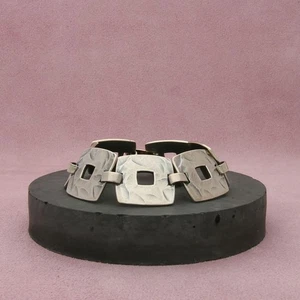 Pulsera James Avery plata esterlina retirada martillada eslabones cuadrados tamaño 7 pulgadas - Imagen 1 de 3