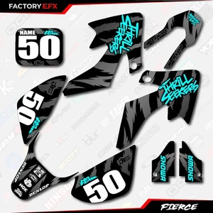 Black & Cyan Fierce Racing Graphics Kit fits 04-12 Honda Crf50 CRF 50 Decals - Picture 1 of 8